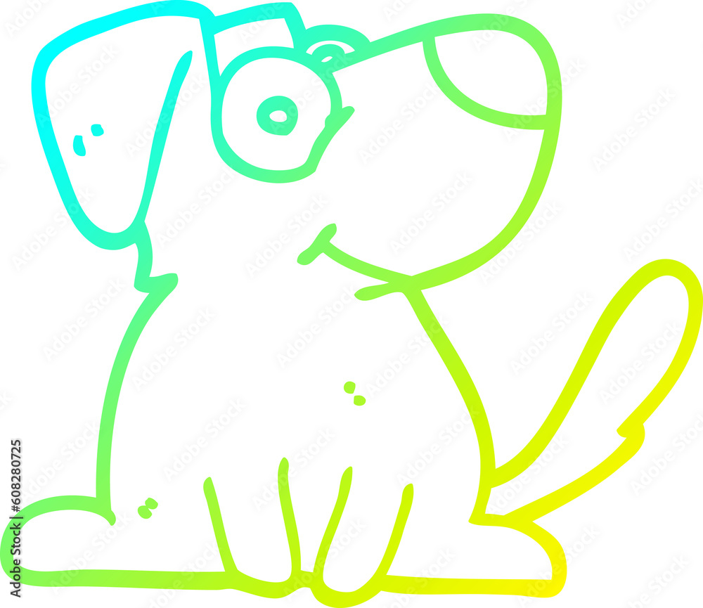 cold gradient line drawing of a cartoon happy dog cold gradient line drawing of a cartoon happy dog