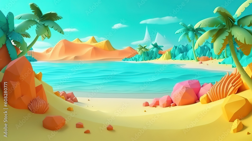 Summer background with beach elements. Generative Ai