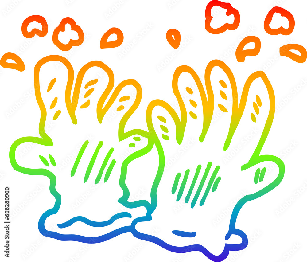 rainbow gradient line drawing of a cartoon garden gloves rainbow gradient line drawing of a cartoon garden gloves
