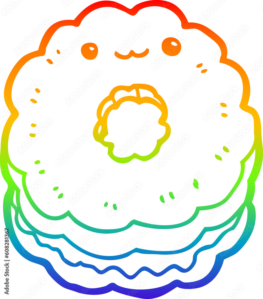 rainbow gradient line drawing of a cartoon biscuit rainbow gradient line drawing of a cartoon biscuit