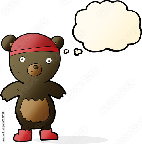 cartoon cute black bear with thought bubble