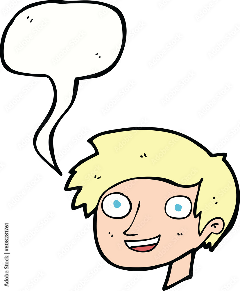 cartoon happy boy face with speech bubble cartoon happy boy face with speech bubble