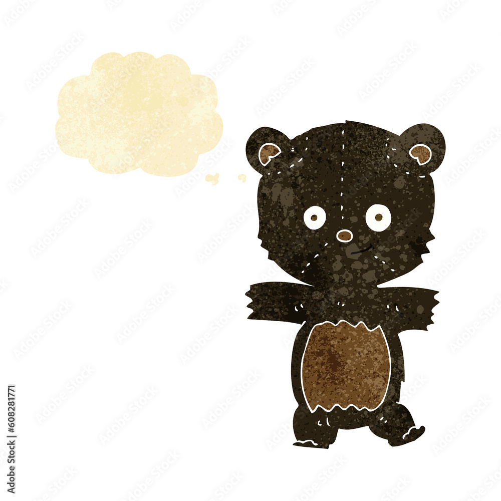 cute cartoon black bear with thought bubble cute cartoon black bear with thought bubble
