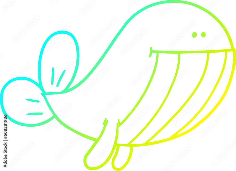 Fototapeta premium cold gradient line drawing of a cartoon whale