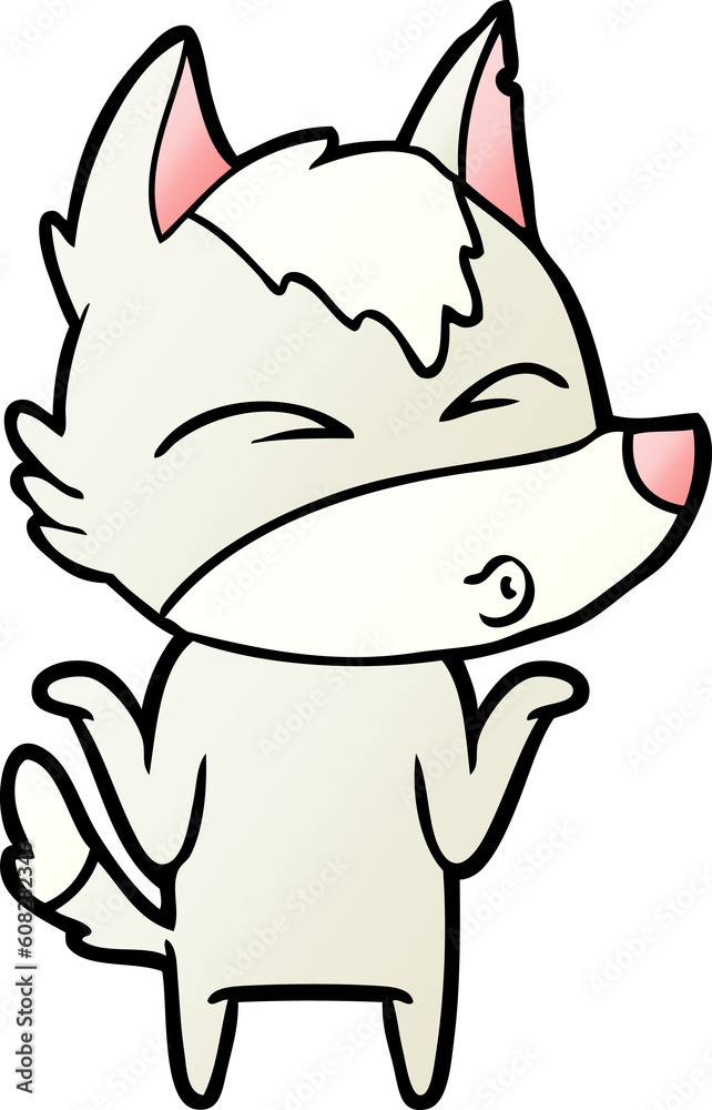cartoon wolf shrugging shoulders cartoon wolf shrugging shoulders