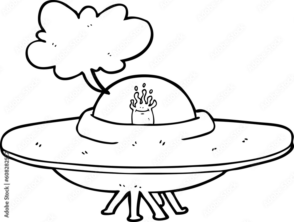 Naklejka premium freehand drawn speech bubble cartoon flying saucer