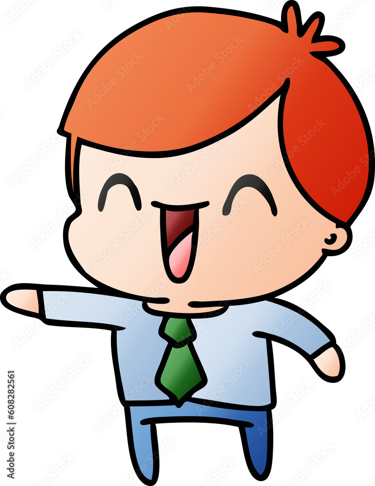 freehand drawn gradient cartoon of kawaii man in suit freehand drawn gradient cartoon of kawaii man in suit