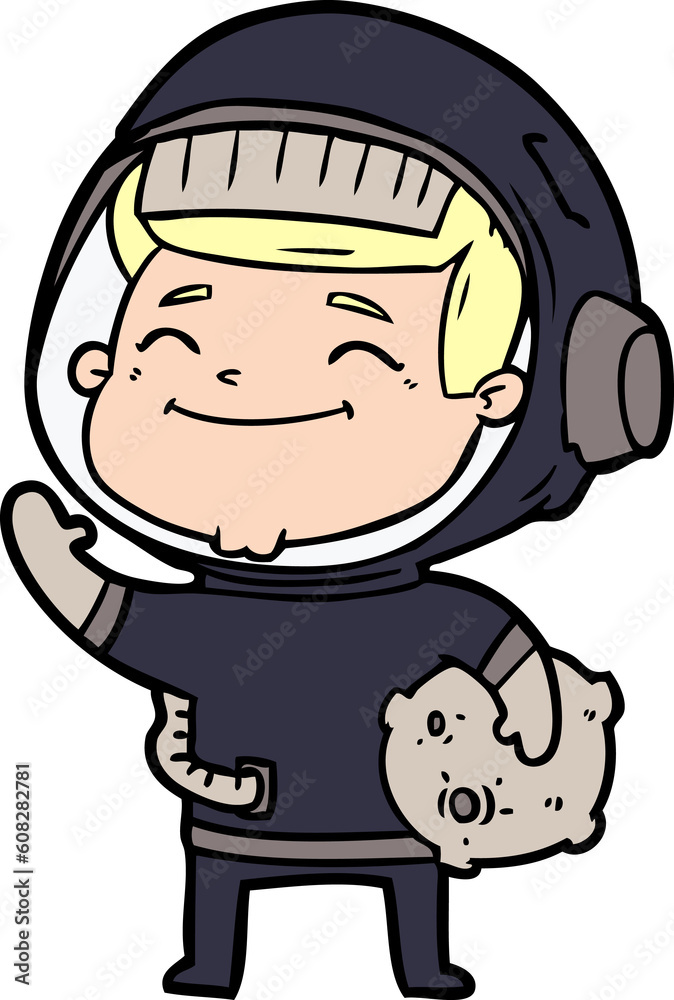 happy cartoon astronaut