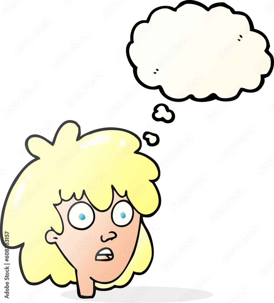 freehand drawn thought bubble cartoon female face freehand drawn thought bubble cartoon female face