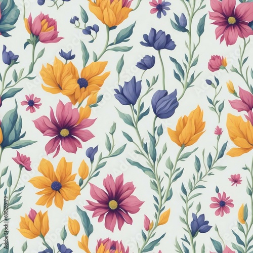 Wallpaper Mural Floral Bliss - Digital Pattern Design - AI Genarated Torontodigital.ca