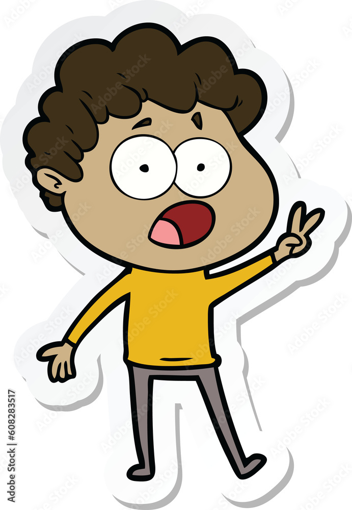sticker of a cartoon man gasping in surprise sticker of a cartoon man gasping in surprise