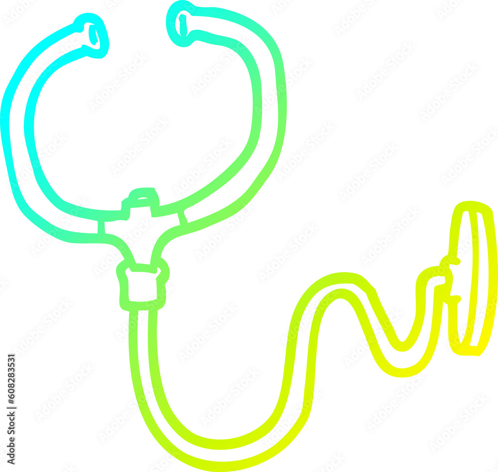 Fototapeta premium cold gradient line drawing of a cartoon stethoscope