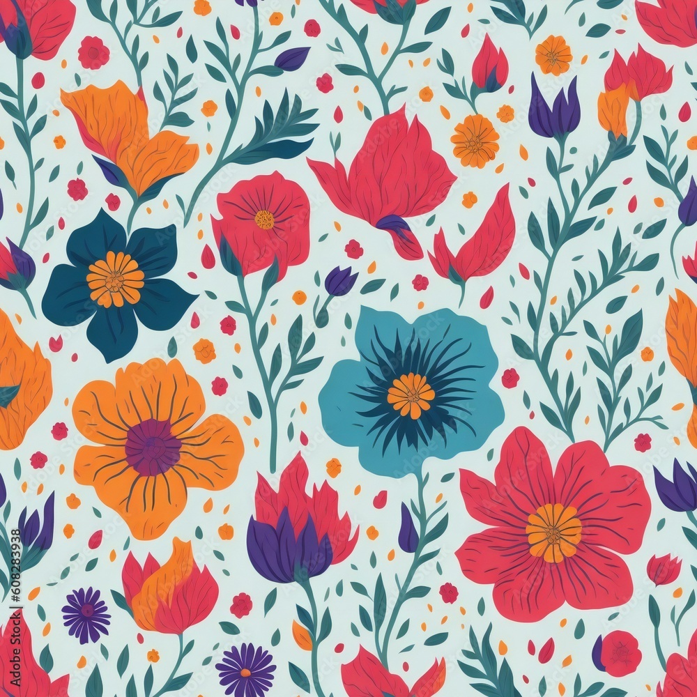 Floral Bliss - Digital Pattern Design - AI Genarated