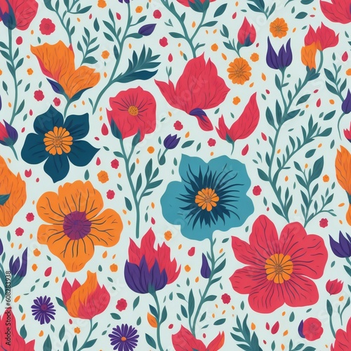 Wallpaper Mural Floral Bliss - Digital Pattern Design - AI Genarated Torontodigital.ca