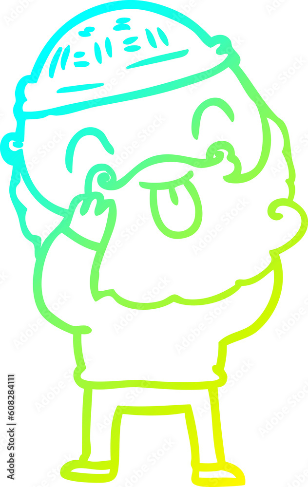 cold gradient line drawing of a man with beard sticking out tongue cold gradient line drawing of a man with beard sticking out tongue