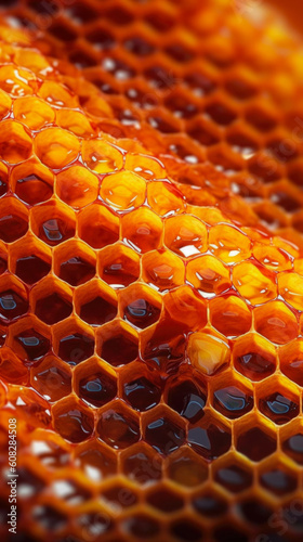 Bee Honeycomb Closeup Inside Beehive As Wallpaper And Artificial Intelligence Background