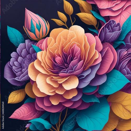 Floral Bliss - Digital Pattern Design - AI Genarated