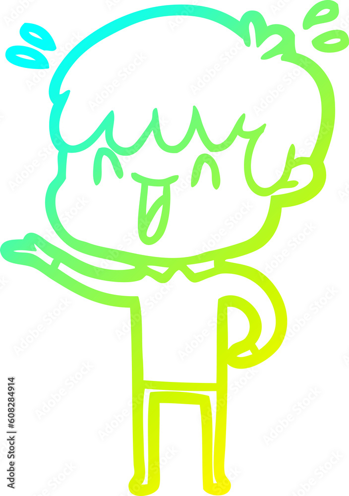 Obraz premium cold gradient line drawing of a cartoon laughing boy