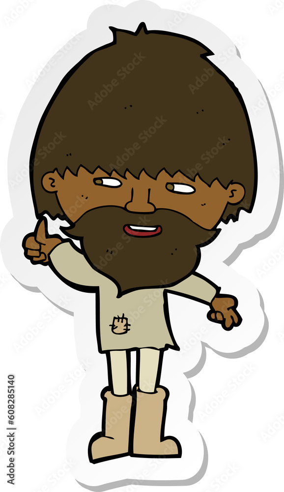 sticker of a cartoon hippie man in wellington boots