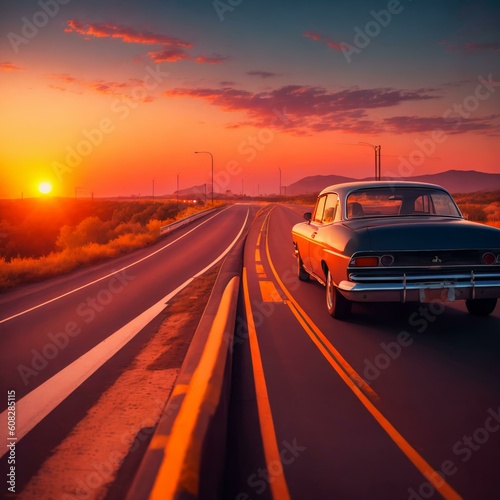 Classic Car on the highway 