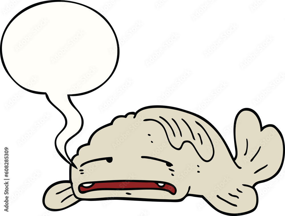 cartoon sad old fish with speech bubble cartoon sad old fish with speech bubble