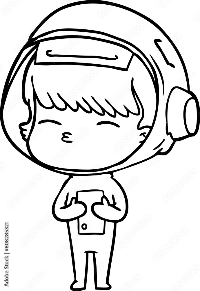 Obraz premium cartoon curious astronaut