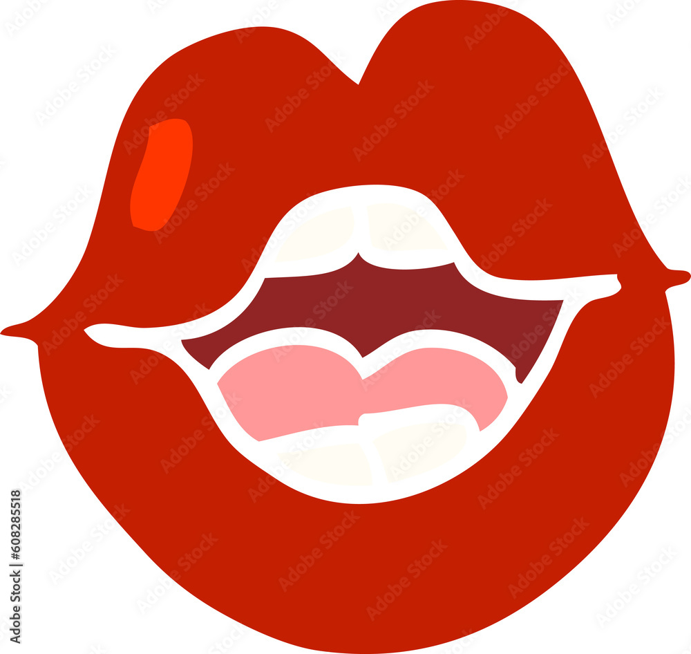 flat color illustration cartoon red lips flat color illustration cartoon red lips