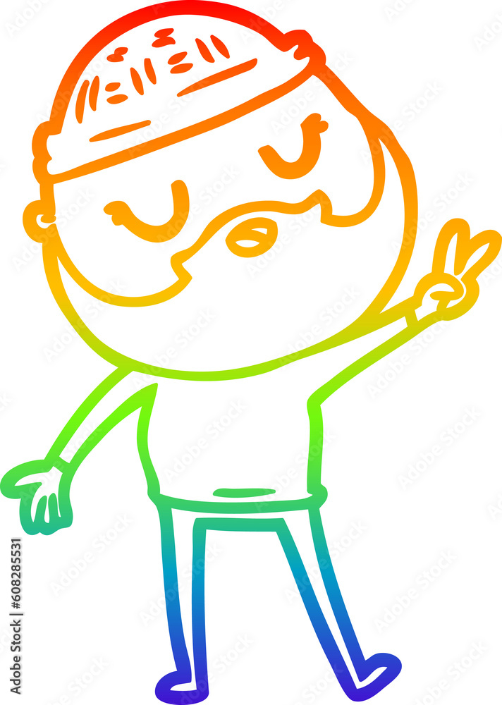 rainbow gradient line drawing of a cartoon man with beard rainbow gradient line drawing of a cartoon man with beard