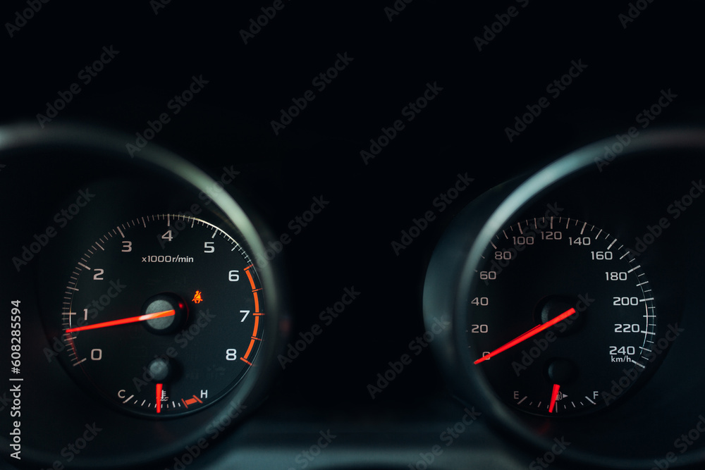 Fototapeta premium Car tachometer and dashboard with backlight 