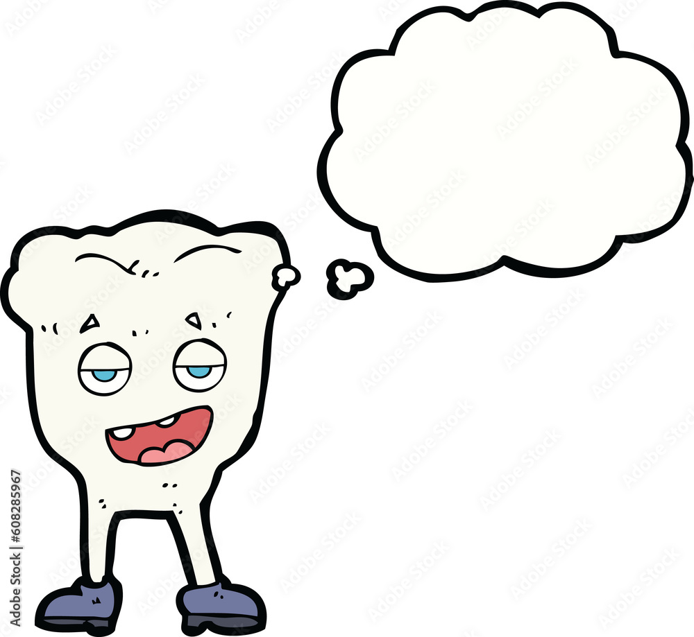 cartoon tooth looking smug with thought bubble cartoon tooth looking smug with thought bubble