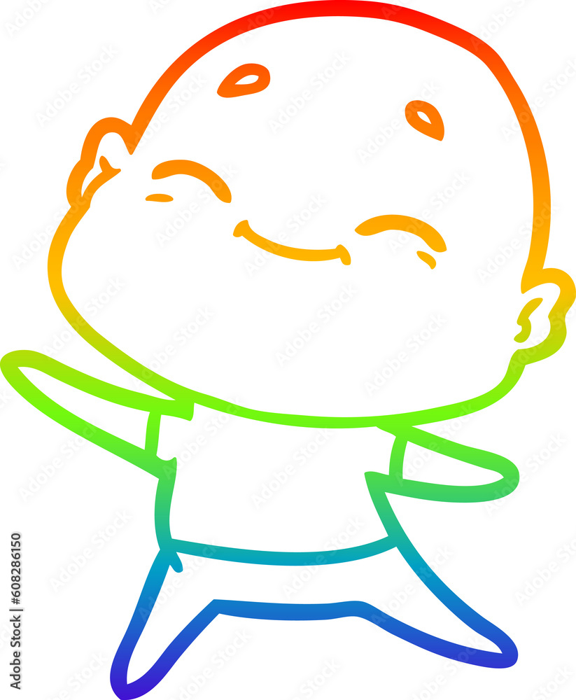 rainbow gradient line drawing of a happy cartoon bald man rainbow gradient line drawing of a happy cartoon bald man