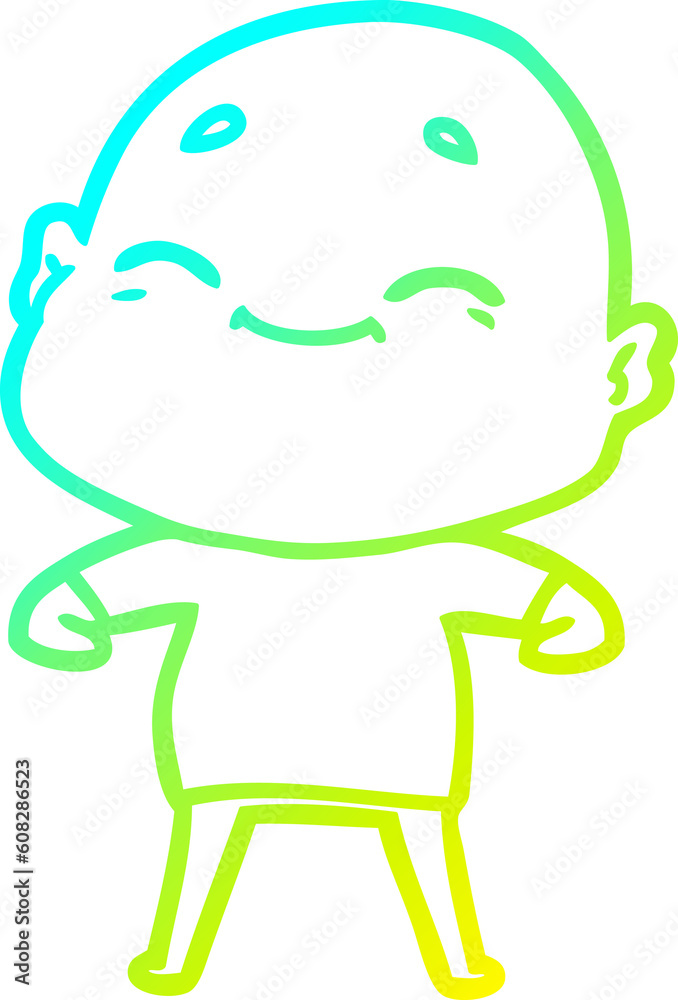 Obraz premium cold gradient line drawing of a happy cartoon bald man