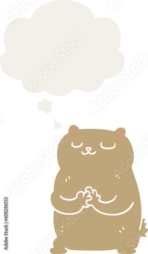 cartoon bear with thought bubble in retro style