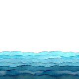 Watercolor wave sea ocean teal turquoise colored background.