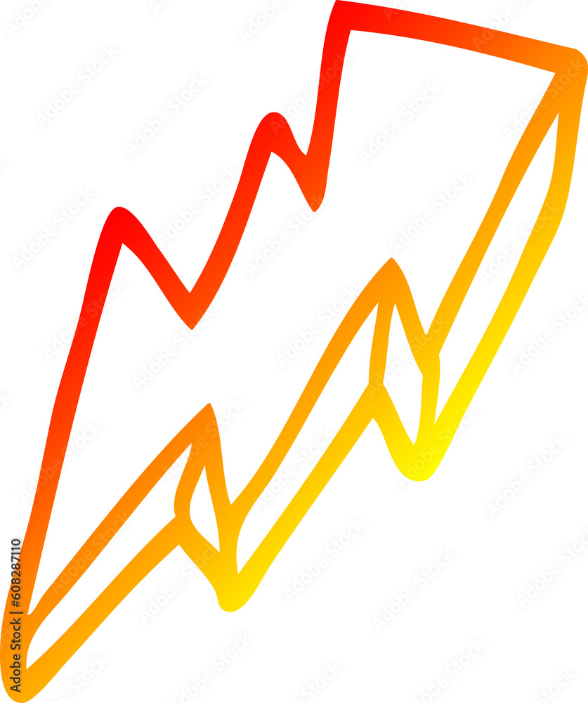 warm gradient line drawing of a cartoon lightning bolt symbol warm gradient line drawing of a cartoon lightning bolt symbol