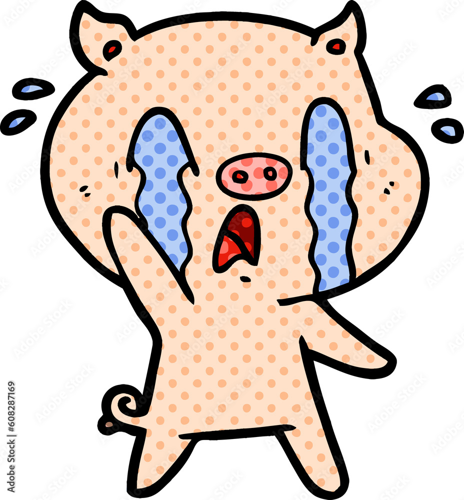 Obraz premium crying pig cartoon