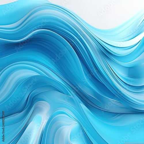 3d render, abstract minimal neon background with glowing wavy line. Blue futuristic wallpaper. Generative AI