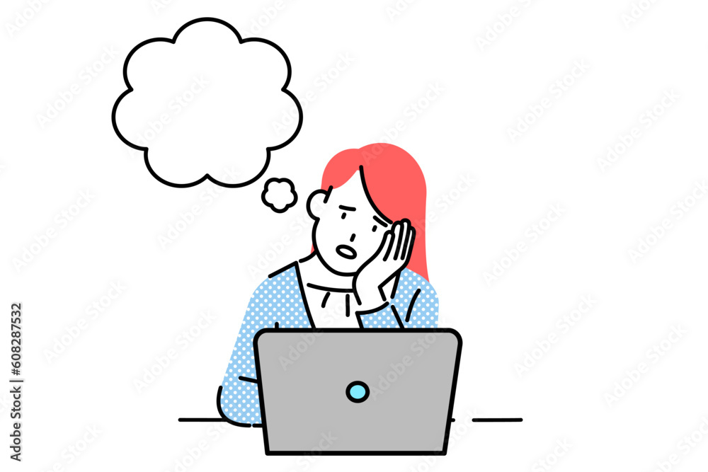 office workers, a woman working in front of a laptop. office workers, a woman working in front of a laptop.