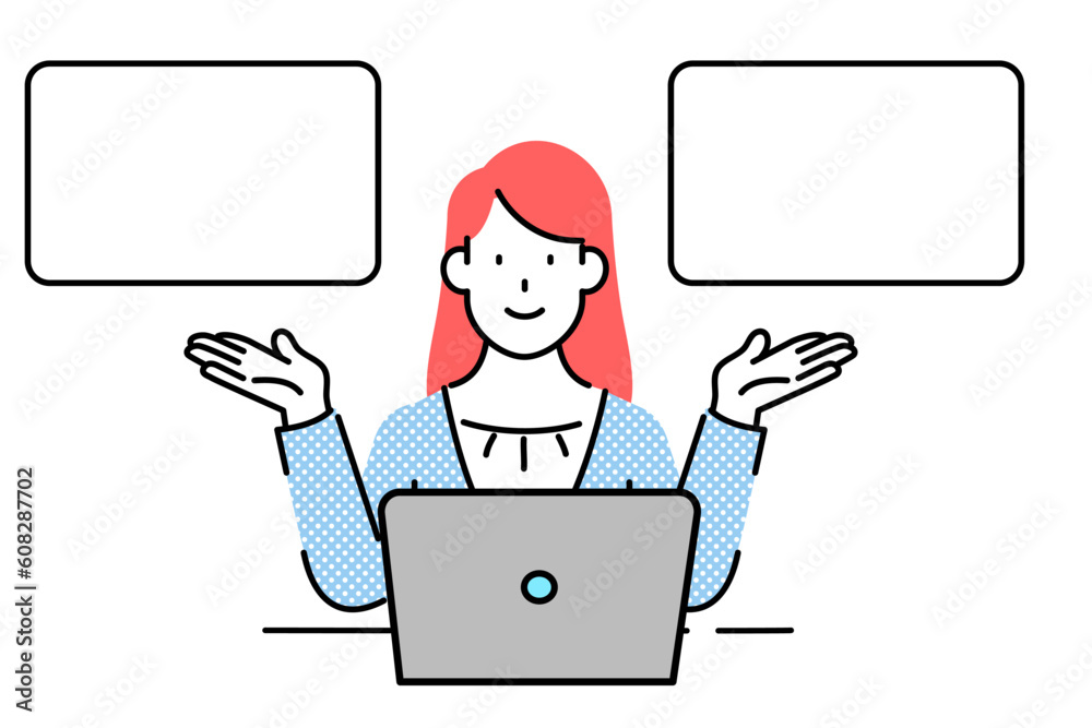 female manager sitting at their laptops, promoting.