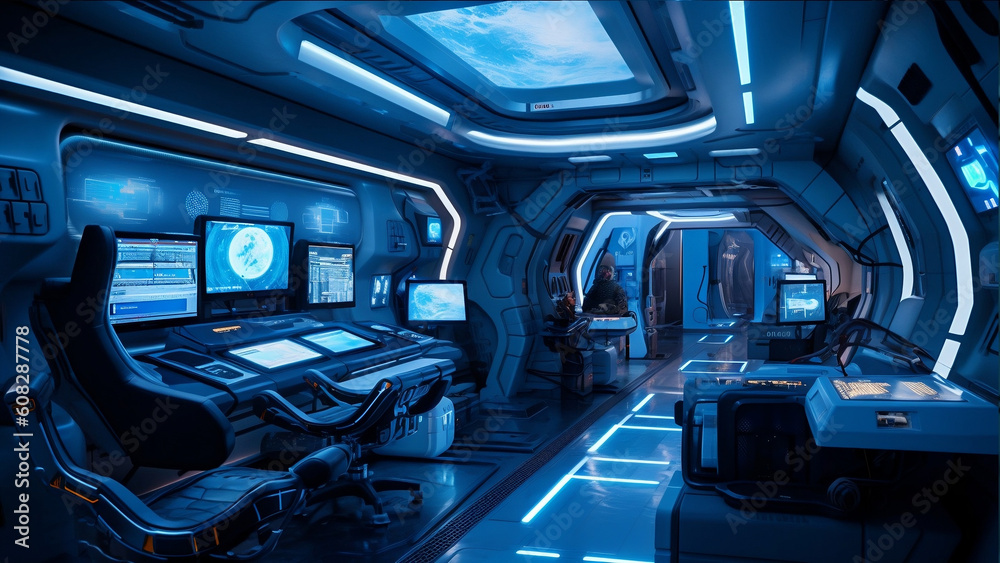 Futuristic house interior with Generative AI Futuristic house interior with Generative AI