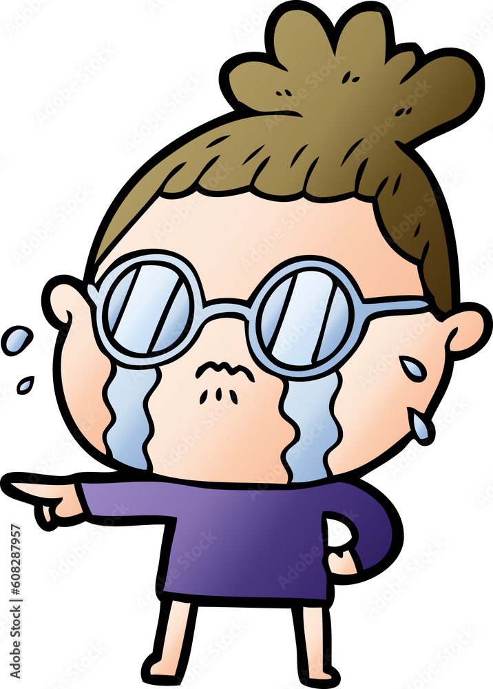 cartoon crying woman wearing spectacles cartoon crying woman wearing spectacles