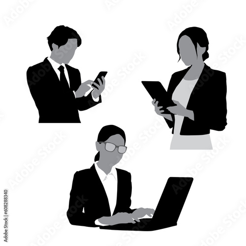 Businessperson operating a terminal