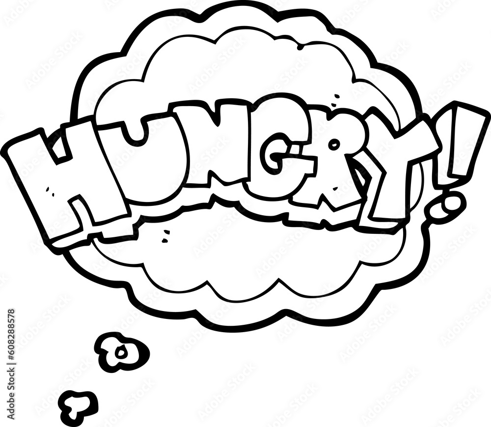 freehand drawn thought bubble cartoon hungry text freehand drawn thought bubble cartoon hungry text