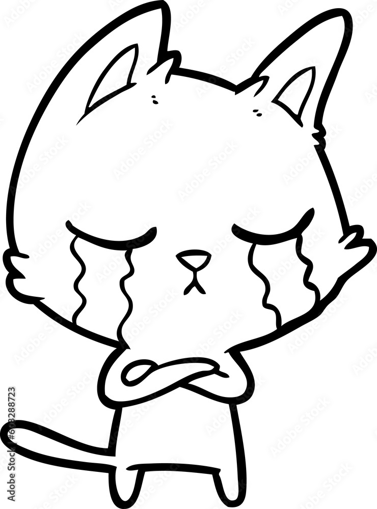 Naklejka premium crying cartoon cat