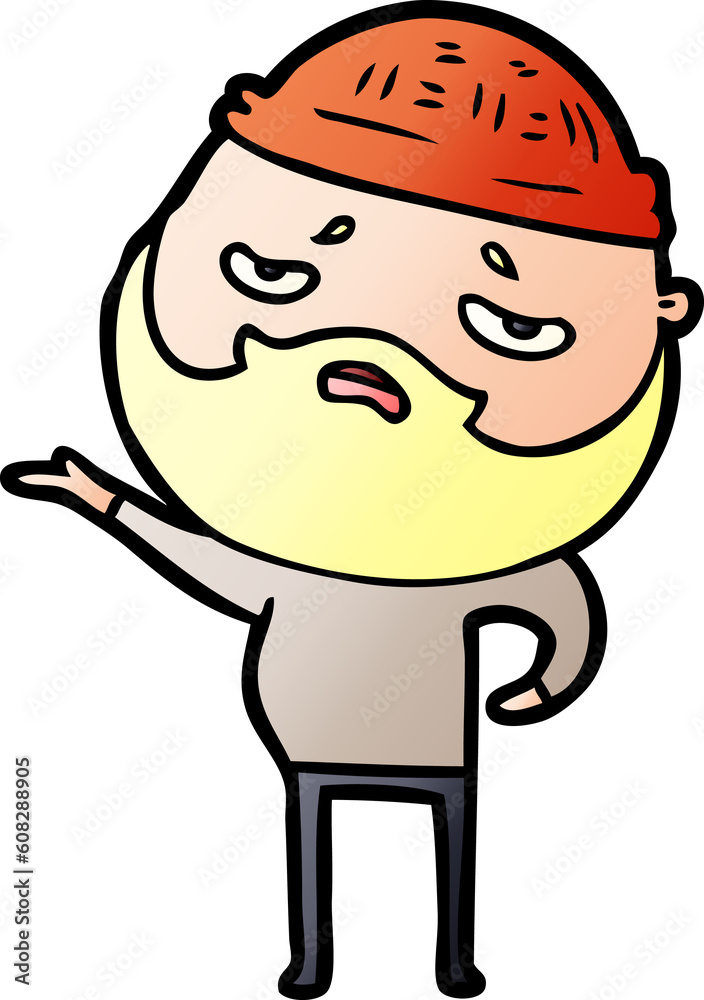 cartoon worried man with beard