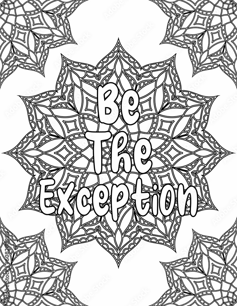 Printable mandala coloring sheet for adults and kids with a positive affirmation quote 