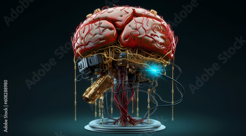 A brain with electronic components-Generative AI