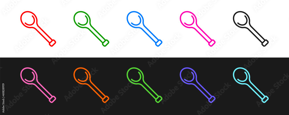 Set line Sauna ladle icon isolated on black and white background. Vector Set line Sauna ladle icon isolated on black and white background. Vector