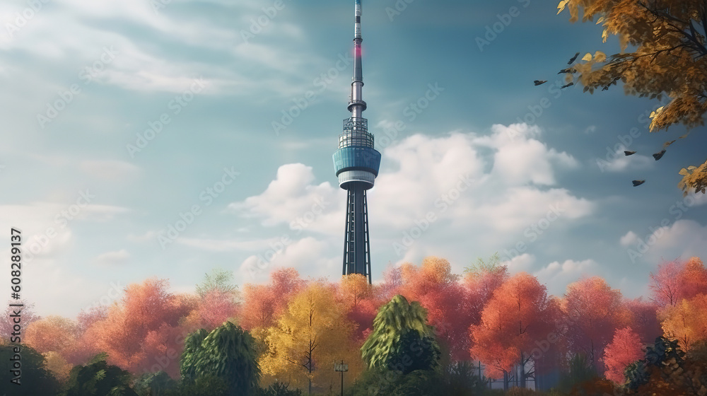 Fototapeta premium Top of tokyo tower. Generative Ai