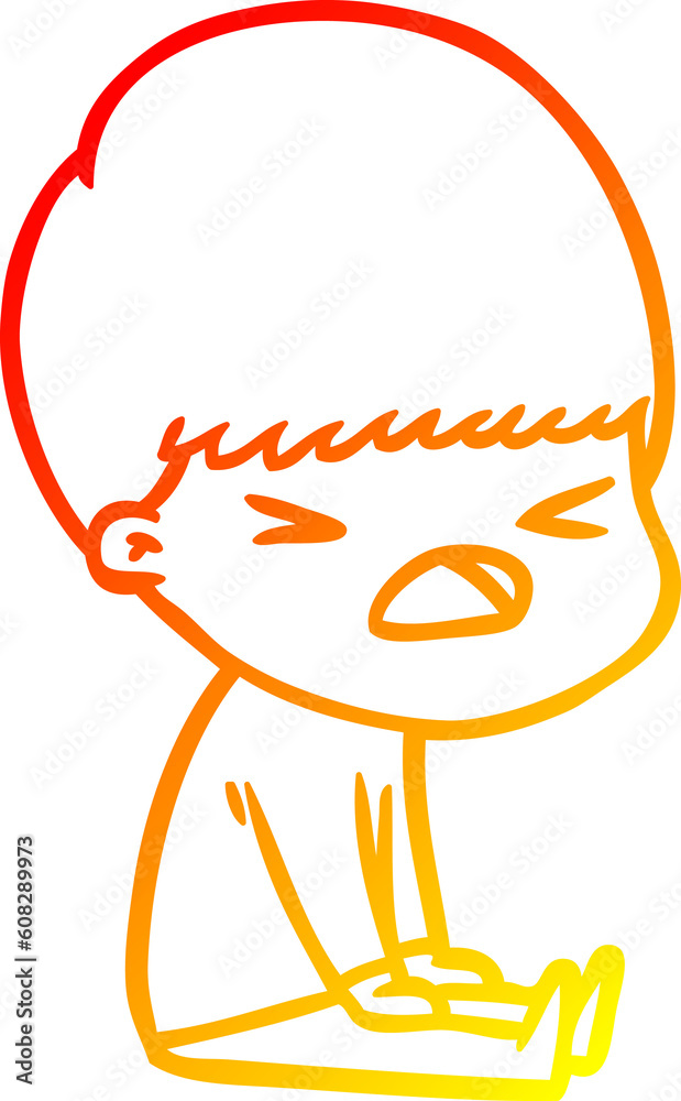 Fototapeta premium warm gradient line drawing of a cartoon stressed man